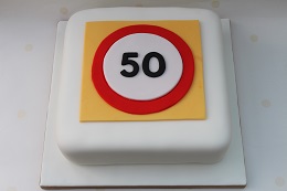 50th wedding anniversary road sign cake